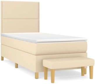 vidaXL Boxspringbett mit Matratze Creme 100x200 cm Stoff 3137058
