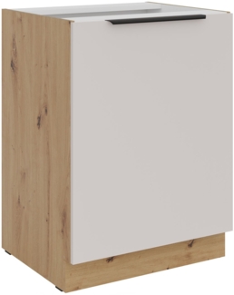 Küchen Unterschrank 60 cm Küche SOLANO Kaschmir beige matt + Eiche Artisan matt Küchenzeile Küchenblock Küche Einbauküche