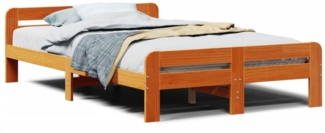 vidaXL Massivholzbett ohne Matratze Wachsbraun 135x190 cm Kiefernholz 855489
