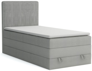 Deine Möbel 24 Boxspringbett ORO Boxbett Einzelbett Polsterbett Jugendbett (Beige Hellgrau Grau Anthrazit Schwarz, 3-St, Bonellfederkernmatratze H3 Taschenfederkernmatratze H4), 90x200 100x200 Veloursstoff