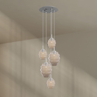 s.luce Echos Galerieleuchte 5-flammig Ø 60cm Baldachin Ø 18/25cm Klar, Weiß