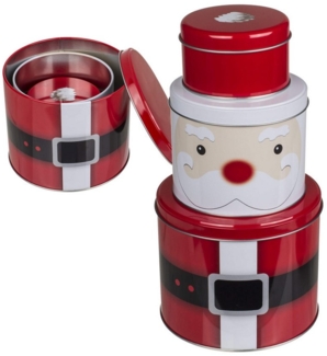 Out of the Blue Keksdose Metall Gebäckdose Weihnachtsmann 3er Set stapelbare Keksdose, Metall, (3-tlg), stapelbare Keksdosen Set, Gebäckdose mit Deckel