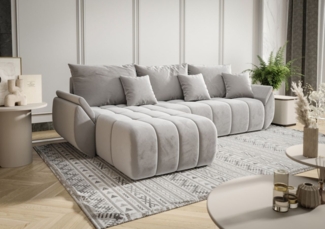 Ecksofa Schlafsofa LOUISE Stoff Monolith Hellgrau Ottomane Links