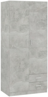 vidaXL Kleiderschrank Betongrau 80x52x180 cm Holzwerkstoff 800643