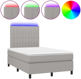 Boxspringbett mit Matratze & LED Stoff Hellgrau 120x200 cm, Härtegrad: H2 [3135021]