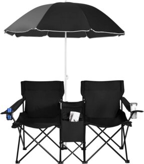 KOMFOTTEU Campingstuhl Klappstuhl, aus Oxford-Stoff,mit Sonnenschirm & Tragetasche