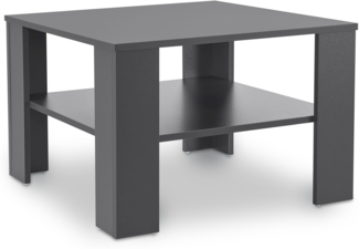 Juskys Couchtisch mit Ablage 60x60x40 cm - Holz, pflegeleicht, robust - Moderner Beistelltisch für Zeitschriften & Fernbedienung - Dunkelgrau
