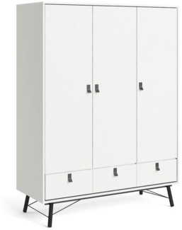 ebuy24 Kleiderschrank Rye Kleiderschrank 3 Türen, 3 Schubladen mattweiss