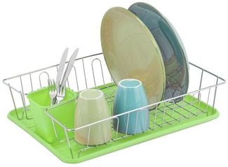 Abtropfgestell mit Besteckkorb in Grün 10038844