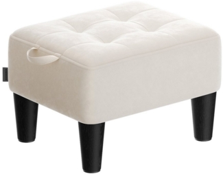 SONGMICS Sitzhocker, Fußhocker, Samt, Hocker, Dicke Polsterung, bis 150 kg belastbar, für Wohnzimmer Schlafzimmer Eingangsbereich, cappuccinobeige-tintenschwarz