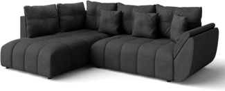AX LIVING Couch mit Bettfunktion Ecksofa dunkelgrau Corleone in L Form