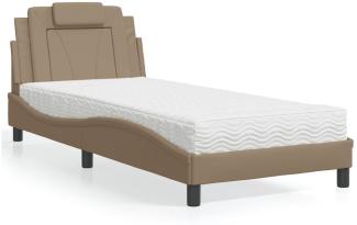 vidaXL Bett mit Matratze Cappuccino-Braun 90x200 cm Kunstleder 3208772