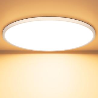 OUILA LED Deckenleuchte Flach Rund - Ø40CM Deckenlampe LED 36W 3000K 3600LM IP44 Wasserdichte Badezimmer lampe, Küchenlampe Deckenleuchte Warmweiß für Küche Bad Schlafzimmer Flur Keller