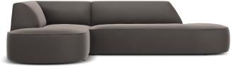 Micadoni 4-Sitzer Samtstoff Modular Ecke links Sofa Ruby | Bezug Dark Grey | Beinfarbe Black Plastic