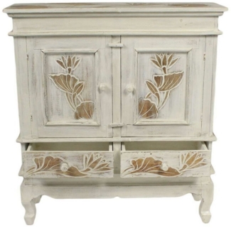 Oriental Galerie Mehrzweckschrank Schrank 85 x80 cm Lotus Weiß (1-St)