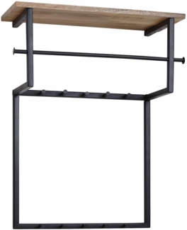 Design Wandgarderobe Mango Massivholz Metall 60x76x26 cm