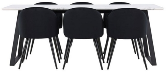 ebuy24 Essgruppe Malaga Essgruppe Esstisch 90x200 cm weiß und 6 Skag, (7-tlg)