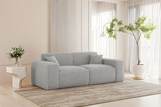 Sofa Designersofa CELES PREMIUM 2-Sitzer in Stoff Sven Hellgrau