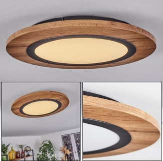 hofstein Deckenleuchte Deckenlampe aus Metall/MDF/Kunststoff in Schwarz/Holzoptik/Braun/Weiß, LED fest integriert, 3000 Kelvin, runde Leuchte (39,5 cm), 1350 Lumen, LED 15 Watt