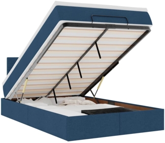 vidaXL Ottomane Bett mit Matratze & LEDs Blau 120x200 cm Stoff 3312221