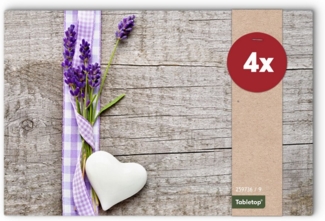 matches21 HOME & HOBBY Platzset Abwaschbare Tischsets 4er Set Landhaus-Stil Lavendel Holz-Optik, (4-St), Platzsets als Tisch-Untersetzer und Tisch-Deko für Esstisch Teller