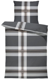 One Home Bettwäsche Winter Gestreift Modern, Biber, 2 teilig, kariert streifen, kuschelig warme weiche Baumwolle Flanell