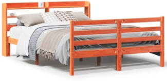 vidaXL Massivholzbett ohne Matratze Wachsbraun 135x190 cm Kiefernholz 3306658