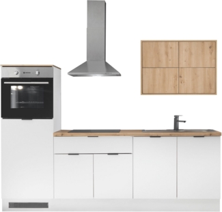 KOCHSTATION Küchenzeile KS-Georgia, mit 38mm starker Arbeitsplatte, Breite 250 cm, wahlweise mit E-Geräten und Kühlschrank