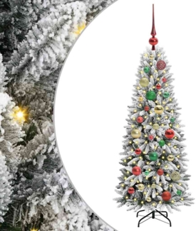 vidaXL Künstlicher Weihnachtsbaum mit 150 LEDs mit Ständer Weiß 120 cm 3396029