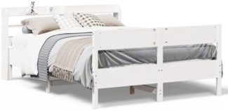 vidaXL Massivholzbett ohne Matratze Weiß 140x190 cm Kiefernholz 3306940