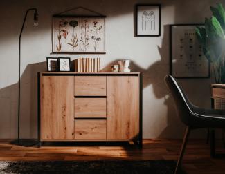 Finori 'DENVER 2' Sideboard, Kommode, Artisan Eiche Nb. / anthrazit grau, ca. 120 cm breit