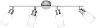 Deckenstrahler MARS 4-flammig Silber Opal Glasschirme Weiß, Breite 82cm