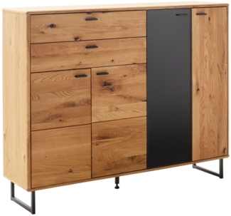Highboard Alicante / Arezzo , Echtholz, Glas, Holzwerkstoff , Holzfarben , 150 x 120 x 38 cm