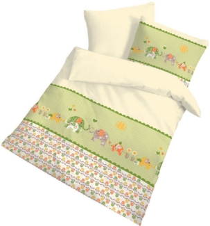 DOBNIG Babybettwäsche Baby Fein Biber Bettwäsche Tiere Safari 100x135 + 40x60 cm Flanell