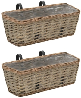 DOTMALL Blumentopf Balkon-Blumentöpfe 2 Stk. Weide mit PE-Auskleidung 40 cm