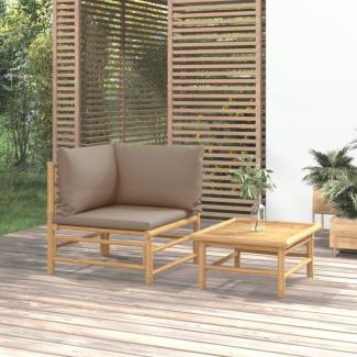 vidaXL 2-tlg. Garten-Lounge-Set mit Taupe Kissen Bambus 362285