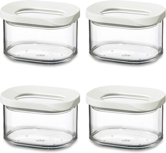 Mepal | Modula Vorratsdosen 175 ml | praktisches 4er Set | transparenter Kunststoff | weiße Deckel | ideal für die Aufbewahrung kleiner Lebensmittelmengen | stapelbar & platzsparend