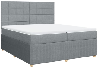 vidaXL Boxspringbett mit Matratze Hellgrau 200x200 cm Stoff 3292163