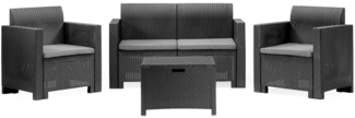 Dmora Loungeset für draußen Gazania, Outdoor-Lounge mit Couchtisch, Terrassenset mit Kissen, Gartenkomposition mit Sofa und Sesseln, Made in Italy, Anthrazit