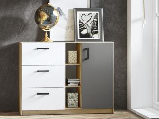 Kommode Fini Sideboard 120cm artisan eiche weiß anthrazit
