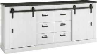 Home affaire Sideboard SHERWOOD, modernes Holz Dekor, mit Scheunentorbeschlag aus Metall, Breite 201 cm