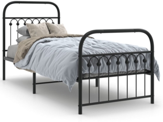 vidaXL Bettgestell mit Kopf- und Fußteil Metall Schwarz 75x190 cm 376608