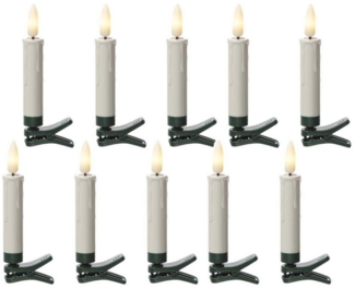 MARELIDA LED-Christbaumkerzen Baumkerzen mit Clip 10 Weihnachtskerzen Baumbeleuchtung kabellos Fernb, 10-flammig