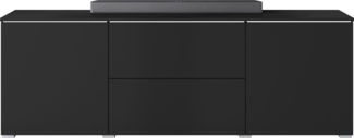 TV-Lowboard Doppo 180 (Farbe: Schwarzer Graphit, mit weißer LED Beleuchtung)