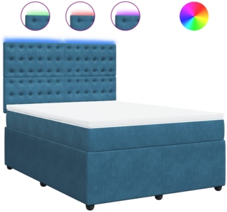 vidaXL Boxspringbett mit Matratze Blau 140x200 cm Samt 3294674