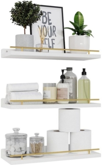 Auledio Wandregal Küchenregal, 3-tlg, Schweberegale mit 3 Ablagen für Wände Bad, 3-tlg, Bücherregal für Wohnzimmer, Schlafzimmer Oder Büro