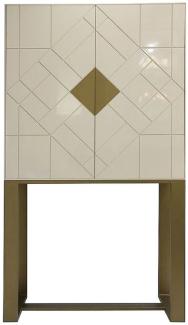 Casa Padrino Designer Wohnzimmerschrank Creme / Messing 100 x 40 x H. 180 cm - Wohnzimmer Möbel - Luxus Qualität