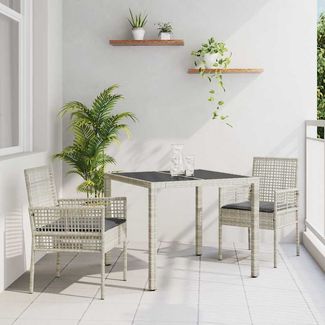 vidaXL Garten Essgruppe 3 pcs Hellgrau Poly-Rattan 3334895