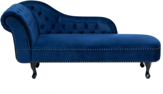 Beliani 'Nimes' Chaiselongue, Blau, Samt, 79 x 65 x 169 cm, Links
