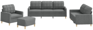 vidaXL 4-tlg. Sofagarnitur mit Kissen Dunkelgrau Stoff 3201251